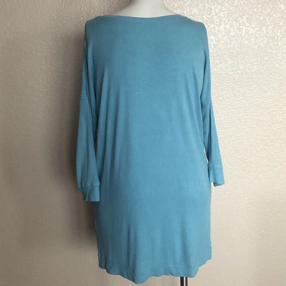 Soft Surroundings Ribbed Tunic Knit V-Neck Top Size L Blue - Picture 5 of 8